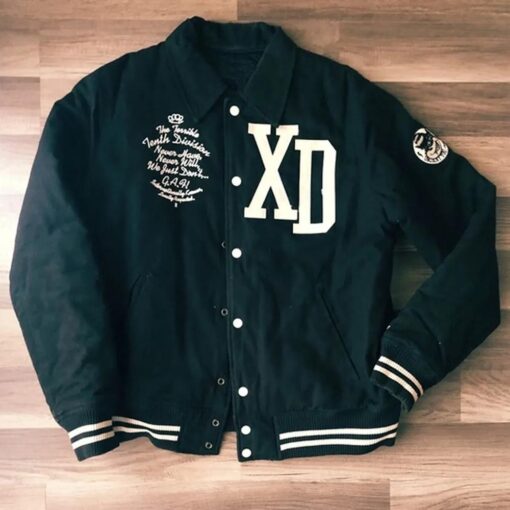 10 Deep Black Cats Varsity Jacket