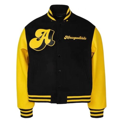 A Few Good Kids Logo Letterman Black &Amp; Yellow Jacket