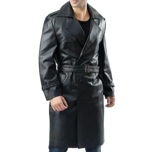 Adam Lambert Black Double Breasted Leather Coat