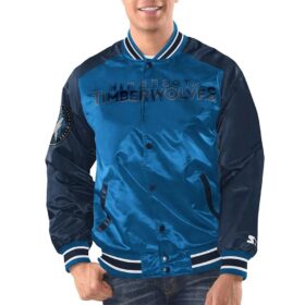 Blue/Navy Minnesota Timberwolves Renegade Varsity Satin Jacket