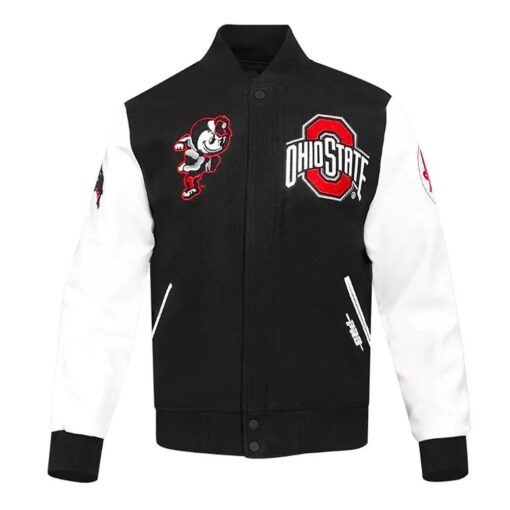 Classic Ohio State University Black And White Varsity Jacket