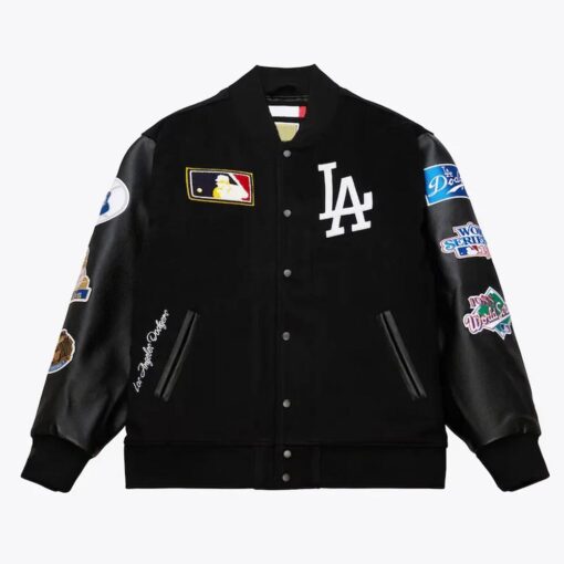 La Dodgers Black Out Vintage Logo Varsity Jacket