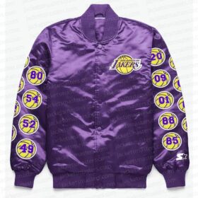 LA Lakers Exclusive Patches Purple Satin Jacket