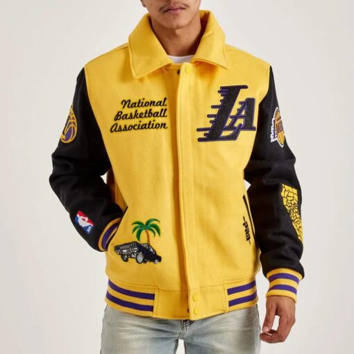 La Lakers Yellow And Black Varsity Wool Jacket
