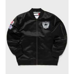 Las Vegas Raiders Bomber Black Lightweight Satin Jacket