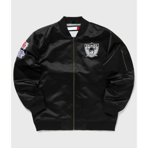 Las Vegas Raiders Bomber Black Lightweight Satin Jacket