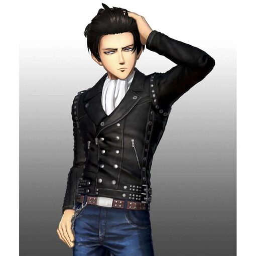 Levi Ackerman Attack On Titan Black Leather Biker Jacket