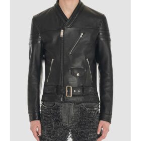 Men’s Designer Blackmeans Black Leather Biker Jacket