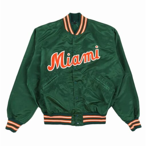 Miami Hurricanes 80’S Green Satin Jacket