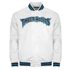 Minnesota Timberwolves White Bomber Jacket