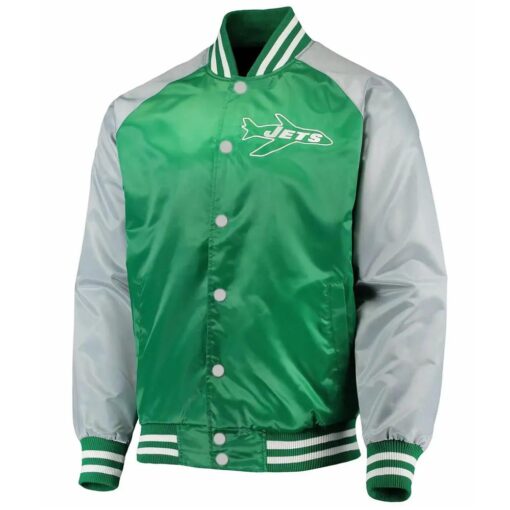 Ny Jets Lead Off Green And Gray Satin Jacket