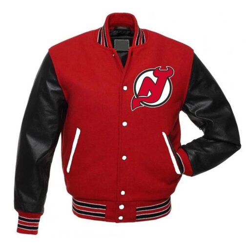 New Jersey Devils Varsity Red And Black Jacket