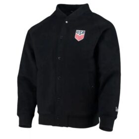 Us Soccer Club Level Raglan 5th and Ocean By New Era Black Wool Jacket