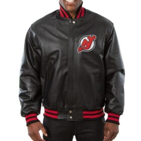 Varsity Bomber New Jersey Devils Leather Jacket