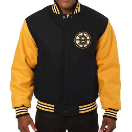 Varsity Boston Bruins Black And Yellow Wool Jacket
